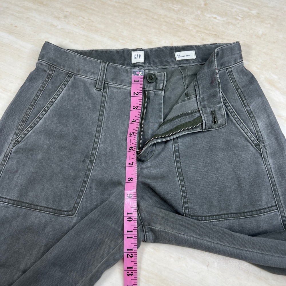 GAP Womens Size 4 Gray Wide Leg Crop High Rise Patch Pocket Denim Pants A36 - Picture 9 of 13